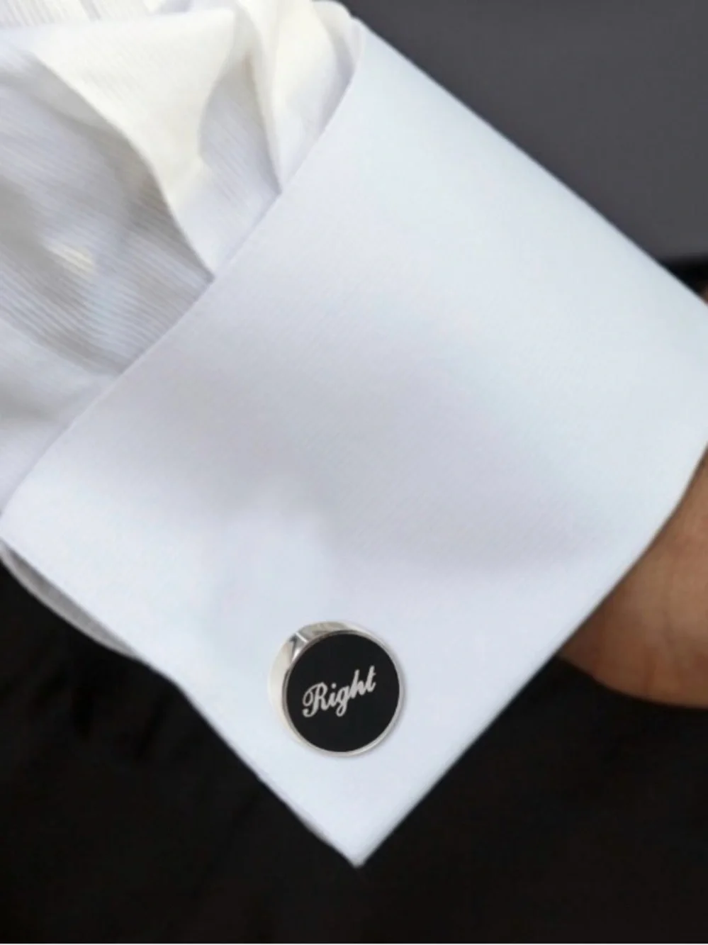 ACME NIB Left Right Black Enamel Cufflinks